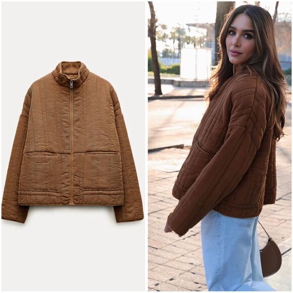 ZARA WASHED EFFECT QUILTED JACKET ZW COLLECTION - Picture 1 of 12